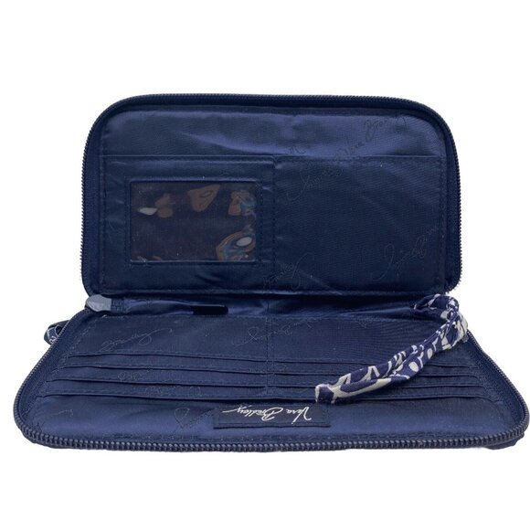Vera Bradley Twirly Birds Navy Blue Wristlet Wallet Aprox. 7x4" - Picture 2 of 4